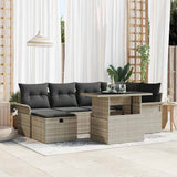 vidaXL Tuinbank Set met kussen met opslag 7 pcs Zwart Poly rattan