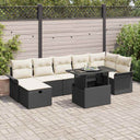 vidaXL Tuinbank Set met kussen met opslag 8 pcs Zwart Poly rattan