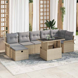 vidaXL Tuinbank Set met kussen met opslag 8 pcs Zwart Poly rattan