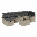 vidaXL Tuinbank Set met kussen met opslag 8 pcs Zwart Poly rattan