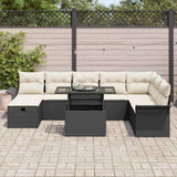 vidaXL Tuinbank Set met kussen met opslag 9 pcs Zwart Poly rattan