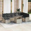 vidaXL Tuinbank Set met kussen met opslag 9 pcs Zwart Poly rattan