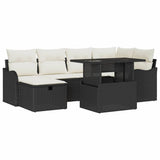 vidaXL Tuinbank Set met kussen met opslag 7 pcs Zwart Poly rattan