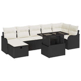 vidaXL Tuinbank Set met kussen met opslag 8 pcs Zwart Poly rattan