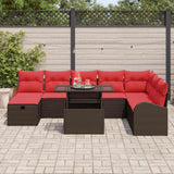 vidaXL Garden Sofa Set with Cushion and Storage 9 pcs Brown Poly Rattan