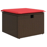 vidaXL Garden Sofa Set with Cushion and Storage 9 pcs Brown Poly Rattan