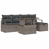 vidaXL Tuinbank Set met kussen met opslag 6 pcs Zwart Poly rattan
