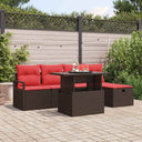 vidaXL Garden Sofa Set with Cushion Storage 6 pcs Brown Poly Rattan