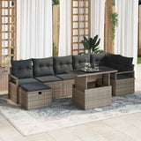 vidaXL Tuinbank Set met kussen met opslag 8 pcs Zwart Poly rattan