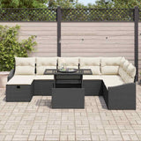 vidaXL Garden Sofa Set 9 pcs Black poly rattan