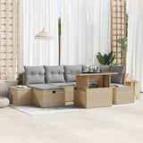 vidaXL Garden Lounge Set 7 Pieces Black Poly Rattan