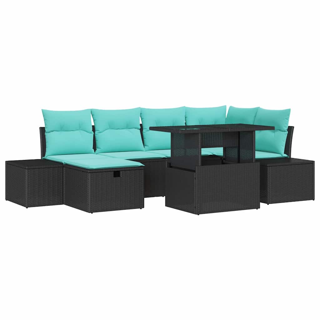 vidaXL Tuinbank Set 7 st Bruin poly rattan