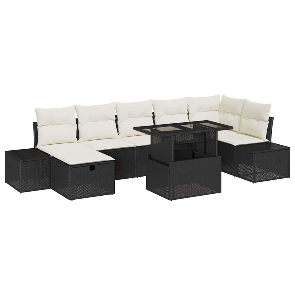 vidaXL Tuinbank Set 8 pcs Zwart poly rattan