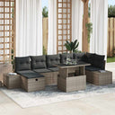 vidaXL Tuinbank Set 8 pcs Zwart poly rattan