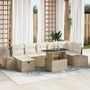 vidaXL Tuinbank Set 8 pcs Zwart poly rattan