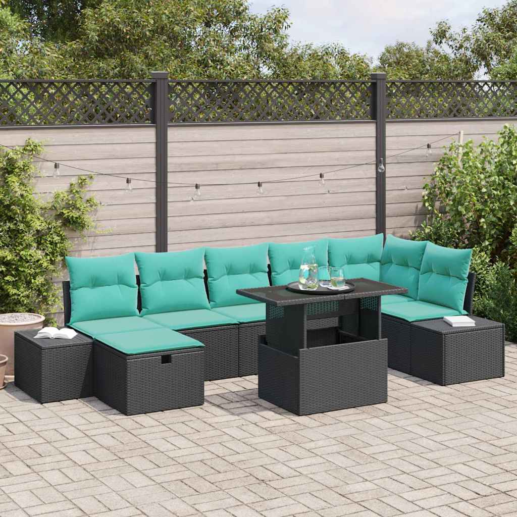 vidaXL Garden Bench Set 8 pcs Brown poly rattan