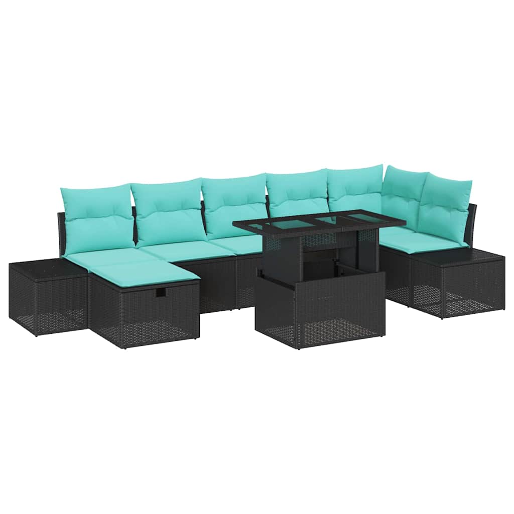 vidaXL Garden Bench Set 8 pcs Brown poly rattan