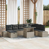 vidaXL Garden Sofa Set 9 pcs Black poly rattan