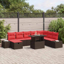 vidaXL Garden Lounge Set 9 pcs Brown poly rattan