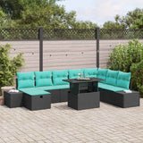 vidaXL Garden Lounge Set 9 pcs Brown poly rattan