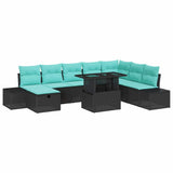 vidaXL Garden Lounge Set 9 pcs Brown poly rattan