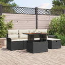 vidaXL Tuinbank Set 6 pcs Zwart poly rattan