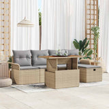 vidaXL Tuinbank Set 6 pcs Zwart poly rattan