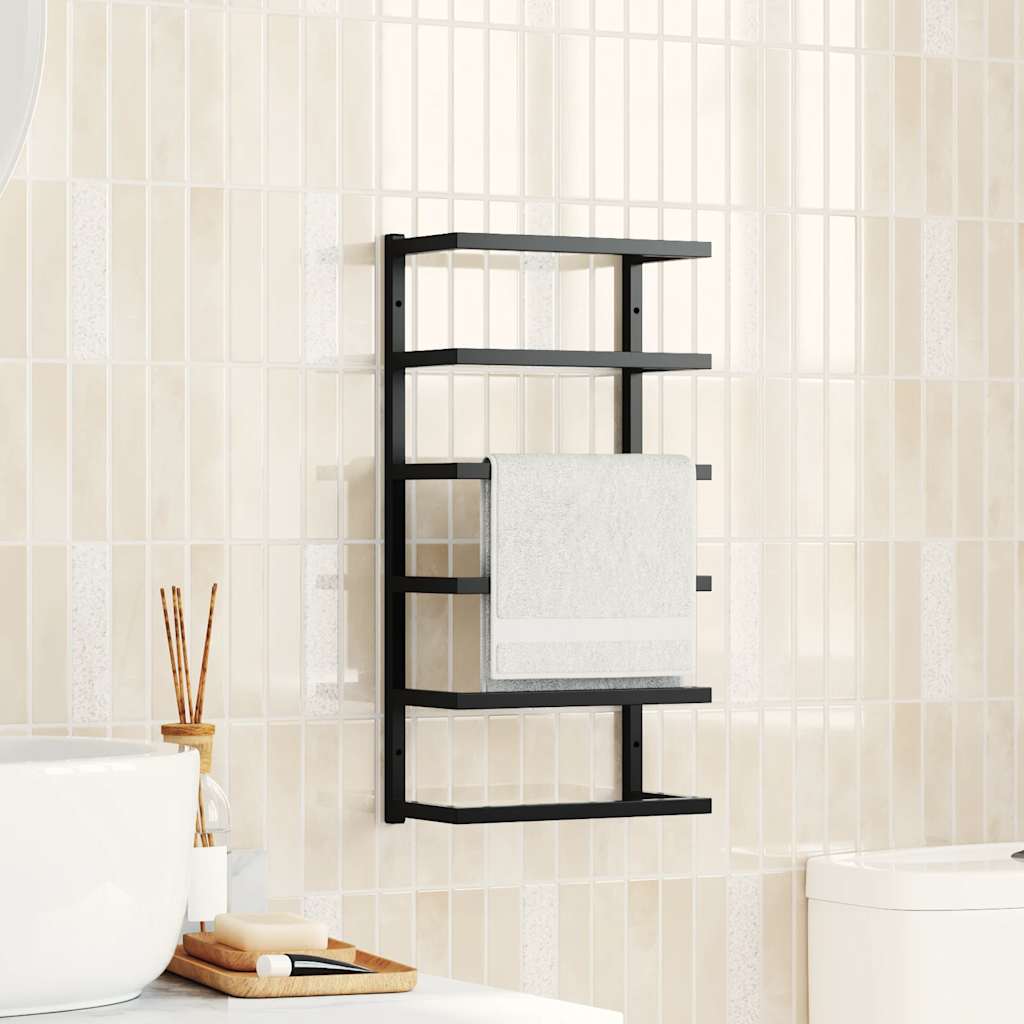 vidaXL Handdoekenrek 24x12x48 cm staal zwart