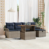 vidaXL Tuinbank Set 6 pcs Grijs poly rattan