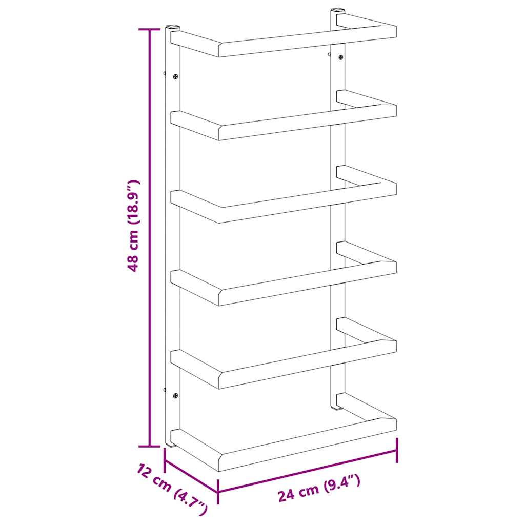 vidaXL Handdoekenrek 24x12x48 cm staal zwart