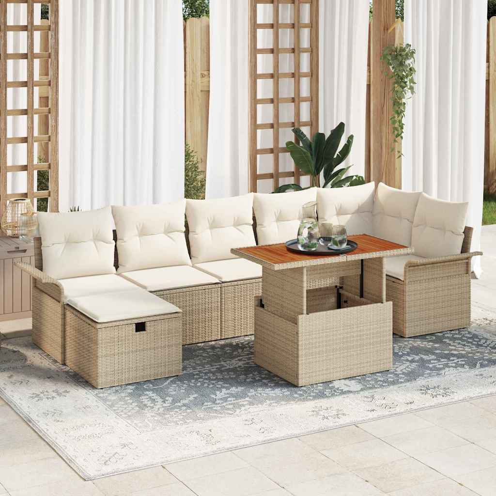 vidaXL Tuinbank Set 8 pcs Zwart poly rattan