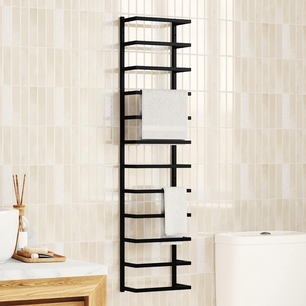 vidaXL Handdoekenrek 24x12x48 cm staal zwart