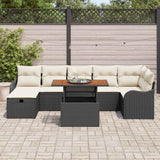 vidaXL Tuinbank Set met opslag 8 pcs Zwart Poly rattan
