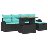 vidaXL Tuinbank Set 6 pcs Zwart poly rattan