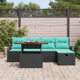vidaXL Tuinbank Set 6 pcs Zwart poly rattan