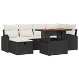 vidaXL Tuinbank Set 7 pcs Zwart poly rattan