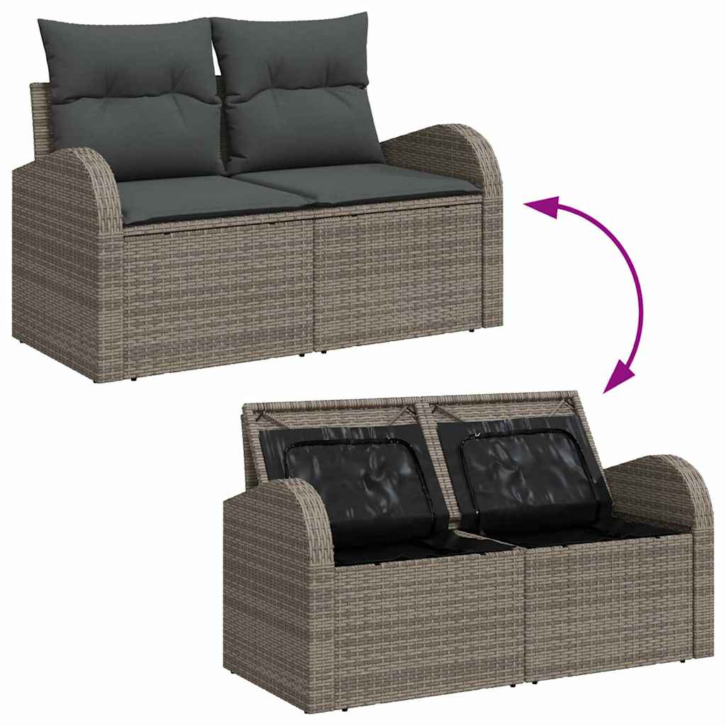 vidaXL Tuinbank Set 7 pcs Grijs poly rattan
