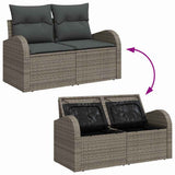vidaXL Tuinbank Set 7 pcs Grijs poly rattan