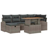 vidaXL Tuinbank Set 7 pcs Grijs poly rattan