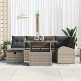 vidaXL Tuinbank Set 7 pcs Grijs poly rattan