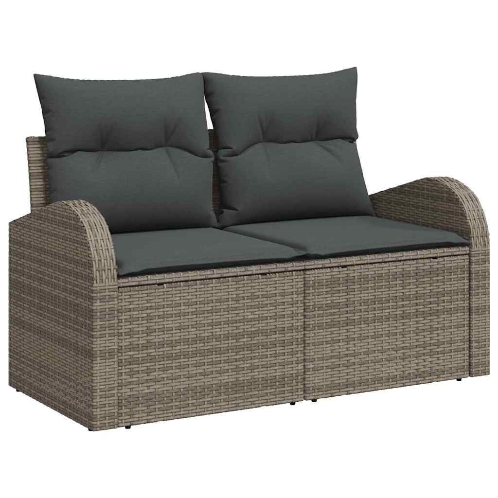 vidaXL Tuinbank Set 7 pcs Grijs poly rattan