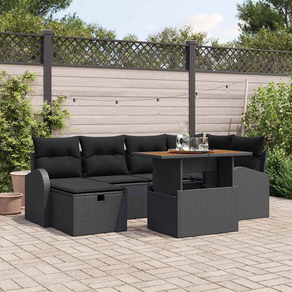 vidaXL Tuinbank Set 7 pcs Grijs poly rattan