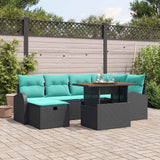 vidaXL Tuinbank Set 7 pcs Zwart poly rattan