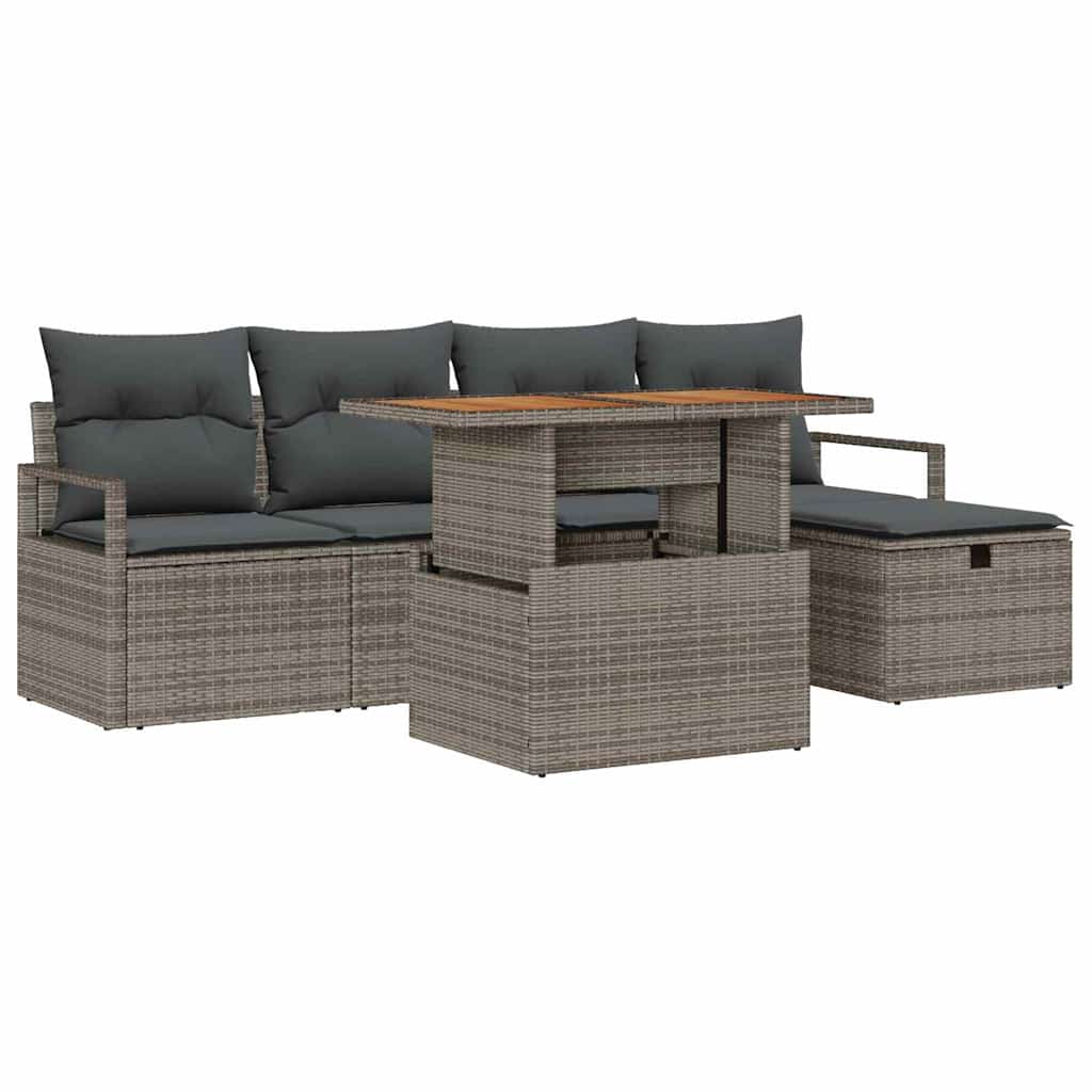 vidaXL Garden Sofa Set 6 pcs Black poly rattan