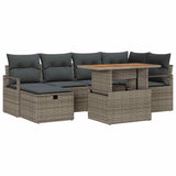 vidaXL Garden Sofa Set 7 pcs Black poly rattan