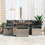 vidaXL Garden Sofa Set 7 pcs Black poly rattan