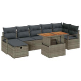 vidaXL Tuinbank Set 8 pcs Zwart poly rattan