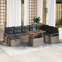 vidaXL Tuinbank Set 9 pcs Zwart poly rattan