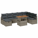 vidaXL Tuinbank Set 9 pcs Zwart poly rattan