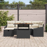 vidaXL Garden Sofa Set 7 pcs Black poly rattan